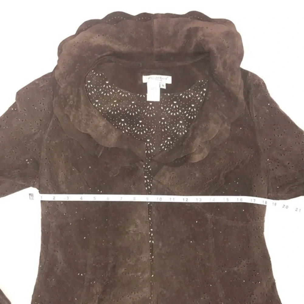 Coldwater Creek Ruffle Leather Suede Jacket